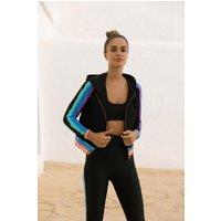 Dancing Leopard Women's Samaya Stripe Print Bomber Jacket Casual Breathable Zip Up Jumper in Black | Size: 6
