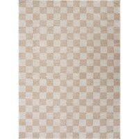 Livabliss Fossay Shag Washable Checkered Rug in Beige | Size: 120 cm x 170 cm