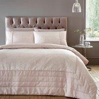 Portfolio Home Antibes Chevron Waves Quilted Throwover Bed Throw Blanket 200 x 230cm in Pink | Size: 200 cm x 230 cm