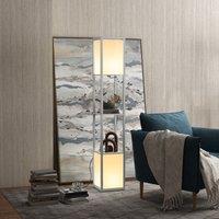 HOMCOM Shelf Floor Lamp with Dual Light, for Living Room, Bedroom in Light Grey