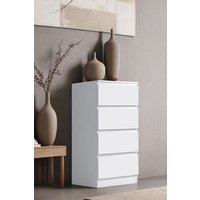 FWStyle 4 Drawer White Chest Of Drawers Bedroom Storage Tall Slim Design