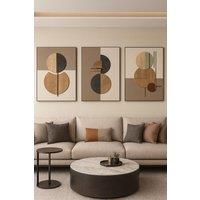 Mafett Set of 3 Abstract Circle Canvas Wall Art Print in Beige | Size: W18 x H24
