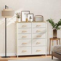 HOMCOM Fabric Chest of Drawers, Drawer Dresser for Bedroom in Beige | Size: Small