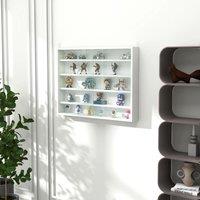 HOMCOM 5-Tier Wall Mounted Cabinet Display Shelf Unit w/ Adjustable Shelves Glass Doors in White | Size: Small