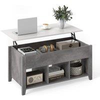 Gymax Lift Up Coffee Table Rising Center Table Accent Table With Lift Top in Grey