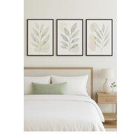 Mafett Set of 3 Sage Green Eucalyptus Canvas Wall Art Print | Size: W18 x H24