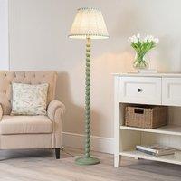 ValueLights Bobbins Sage Green Floor Lamp with Tapered Fabric Pleated Shade in Pale Green