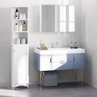 HOMCOM Tall Cabinet Storage Cupboard Floor Standing Bathroom Furniture in White