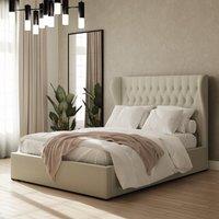 GFW Winged Headboard Ottoman Storage Bed in Natural | Size: Double