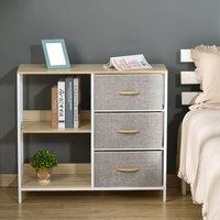 HOMCOM Cabinet Organizer 3 Drawer Chest Dresser Tower w/ 2 Shelves for Bedroom in Beige