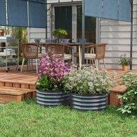 OUTSUNNY Set of 2 Raised Garden Bed Metal Planter Box with Safety Edging in Dark Grey