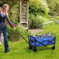 OUTSUNNY 93L Festival Trolley, 100kg Heavy Duty Folding Trolley Cart, Blue