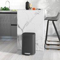 HOMCOM 12L Kitchen Pedal Bin, Metal Rubbish Bin with Soft-close Lid in Black | Size: Small