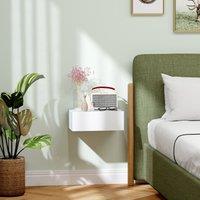 HOMCOM Floating Bedside Table, Wall-Mounted Side Table for Bedroom, White | Size: 40 cm x 30 cm