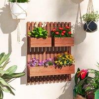 OUTSUNNY Wooden Garden Planters with Trellis Wall-mounted Raised Garden Bed in Brown