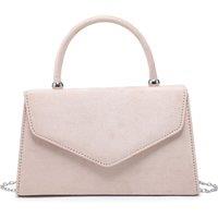 JFY Women's Top Handle Suede Clutch Bag in Beige