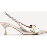 Linzi Women's Merlot Gold Faux Leather Slingback Court Heels | Size: 5-Standard Fit