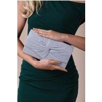 SVNX Women's Ruched Clutch Bag in Silver