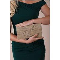 SVNX Women's Ruched Clutch Bag in Gold