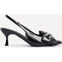 Linzi Women's Merlot Black Faux Leather Slingback Court Heels | Size: 4-Standard Fit