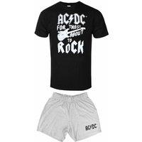 AC/DC Men's For Those About To Rock Guitar Short Pyjama Set in Black | Size: Large