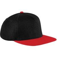 Beechfield Men's Original Flat Peak Snapback Cap Pack of 2 in Black