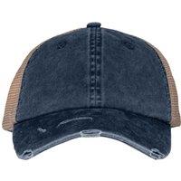 Native Spirit Men's Destroy Washed Trucker Cap in Mid Navy
