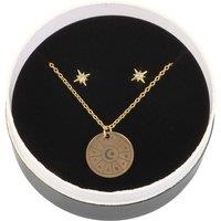 Something Different Men's Astrology Wheel Earring & Necklace Set in Gold