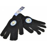 Manchester City FC Men's Official Football Knitted Gloves in Black