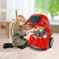 HOMCOM Kids Truck Engine Toy Set with Horn, Light, Car Key for 3-5 Years Old in Red