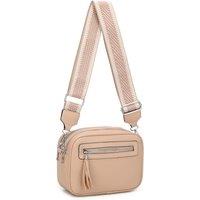 Fontanella Fashion Women's Urban Charm Tassel 2 Compartments Multi Pocket Crossbody Bag with two bag straps in Camel