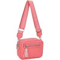 Fontanella Fashion Women's Urban Charm Tassel 2 Compartments Multi Pocket Crossbody Bag with two bag straps in Coral