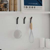 Decortie Hary' Modern Metal Triple Hooks for Hanging Set of 3 Texture Black Waterproof Hooks