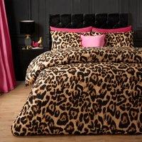 OHS Leopard Duvet Cover Bedding Set Animal Quilt Soft Pillowcase in Natural | Size: Double