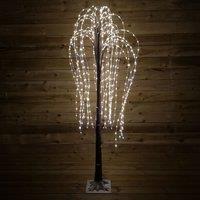 Samuel Alexander 1.8m (6ft) Brown Flocked Willow Christmas Tree with 600 Warm White LEDs in Beige