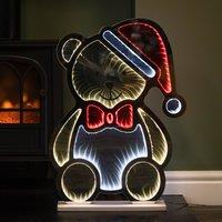 Samuel Alexander 60cm Light up Teddy Bear in Santa Hat Christmas Infinity Decoration with LEDs