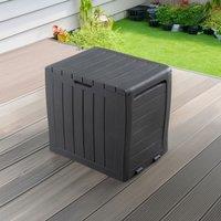 simpa 120L Wood Panel Effect Plastic Garden Storage Box in Grey
