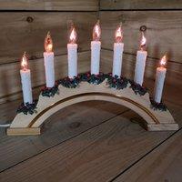 Samuel Alexander Premier Wooden Christmas Candle Bridge Arch with 7 Flickering Candle Bulbs Mains Operated in Brown
