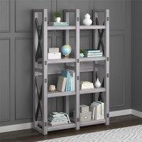 Gr8 Home Rustic White Wildwood Wood Veneer Bookcase Shelving Rack