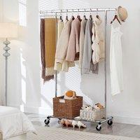 House of Home Heavy Duty Chrome Clothes Rail Adjustable Width to Height with Shelf in Silver
