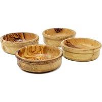 Verano Spanish Ceramics Olive Wood Natural Grained Rustic Set of 4 Tapas Bowls (Diam) 9cm