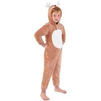 Festive Friends Christmas Reindeer Onesie in Light Brown | Size: 6-7 Years
