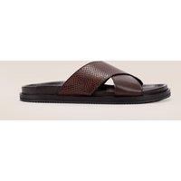 Oswin Hyde Men's Nyle Brown Leather Sandals in Dark Brown | Size: 12