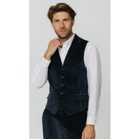 Dobell Men's Navy Corduroy Notch Lapel Waistcoat | Size: Medium