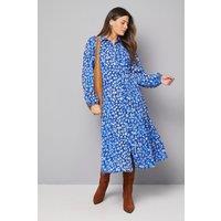 Wallis Women's Abstract Spot Print Godet Shirt Dress in Blue | Size: 18