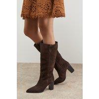 Oasis Women's Kresta Suede High Block Heel Knee Boots in Chocolate | Size: 7