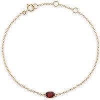 Gemondo Women's Classic Oval Garnet Single Stone Bracelet in 9ct Yellow Gold in Red | Size: 7 inches