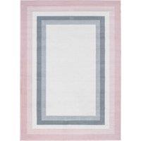 Kukoon Blush Pink Grey Bordered Living Area Rug in Light Pink | Size: 240 cm x 330 cm
