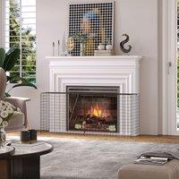 HOMCOM Fireguard Fire Safe Guard Extending Fireplace Wire Mesh Screen Cover in Black