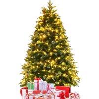 Costway 5FT Pre-Lit Artificial Christmas Tree Snowy Xmas Tree 250 LED 11 Lighting Modes in Green